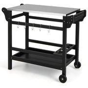 Tavolo da barbecue con ruote 105 x 54 x 85 cm pratico contenitore e ruote bidirezionali stile moderno acciaio inox nero 20_0014109