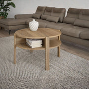 Tavolino da salotto Aura rotondo 74 cm con ripiano inferiore colore rovere medio