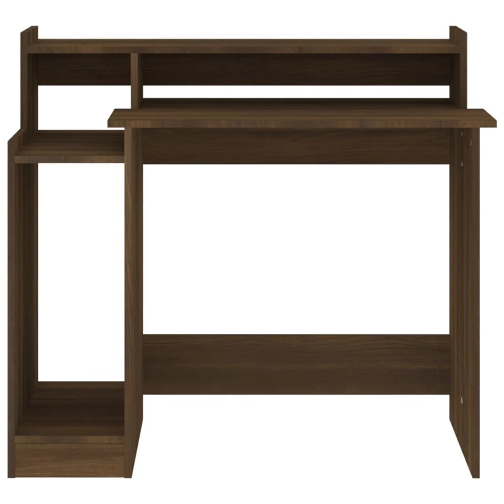 Scrivania tavolo postazione di lavoro mobile per computer studio e luci a LED rovere marrone 97 x 45 x 90 cm legno ingegnerizzato marrone 02_0023781