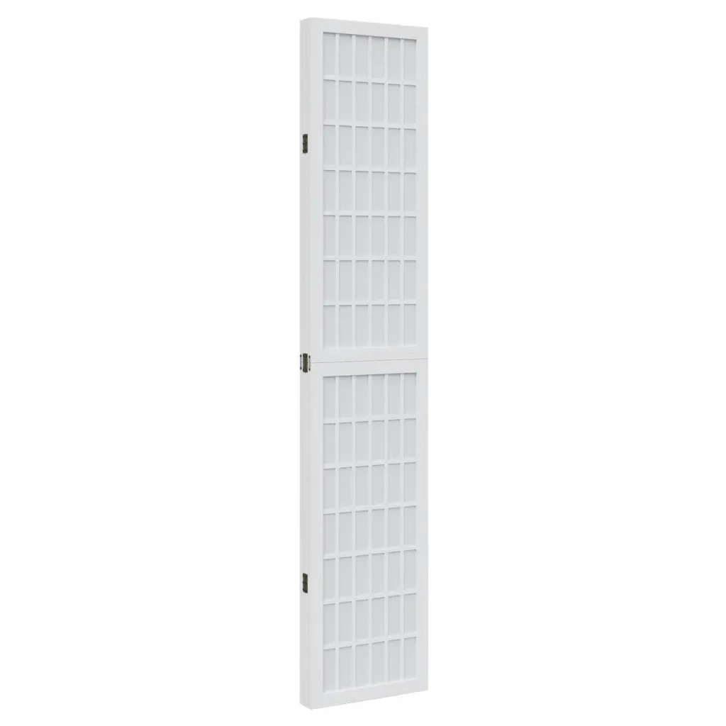 Divisorio Ambienti 4Pannelli Bianco Legno Massello di Paulownia 358786
