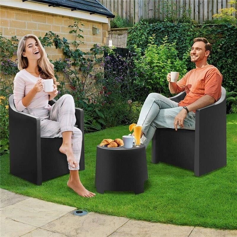 SALOTTINO LUNA ANTRACITE CON 2 POLTRONE E TAVOLINO CON CUSCINI
