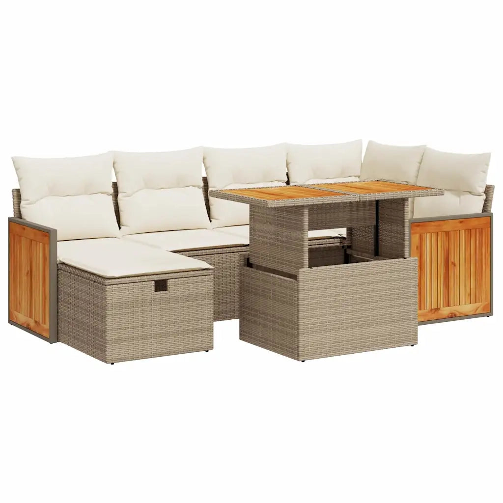 Set Divano da Giardino 8 pz con Cuscini Beige in Polyrattan 3328157