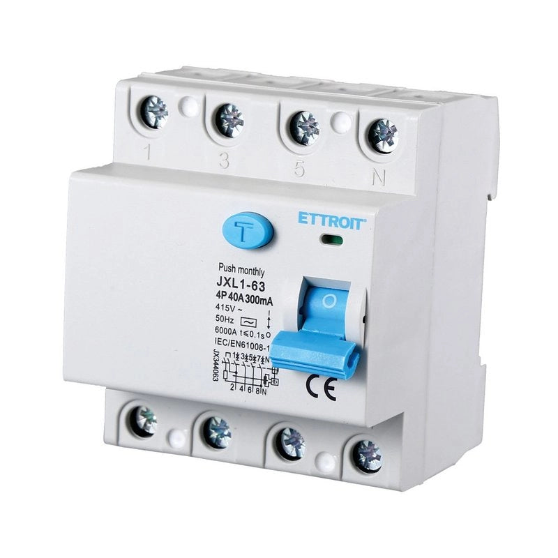 Interruttore Differenziale Puro 4P 40A 6kA 300mA 380V Salvavita Differenziale Occupa 4 Moduli DIN