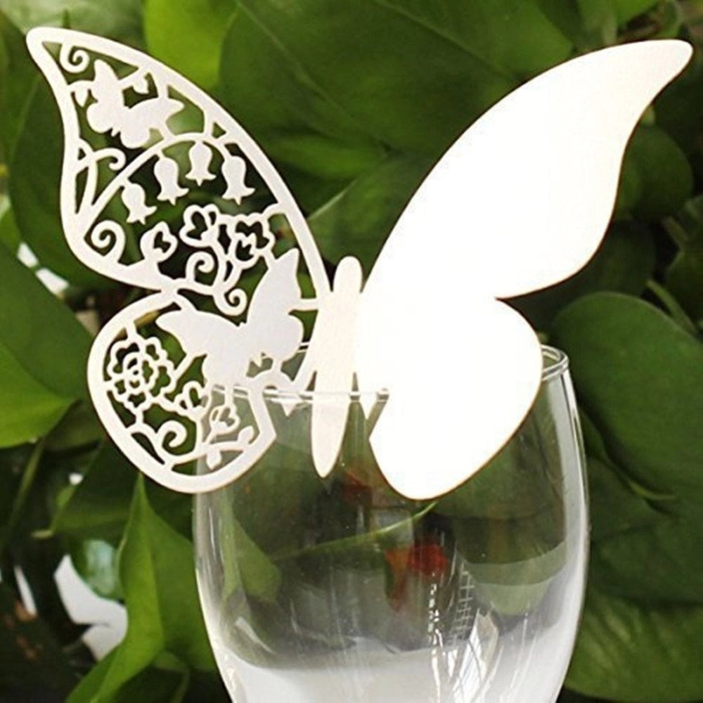 Trade Shop - Segnaposto Segnatavolo Bianco A Forma Di Farfalla Decorazioni Wedding Matrimonio -