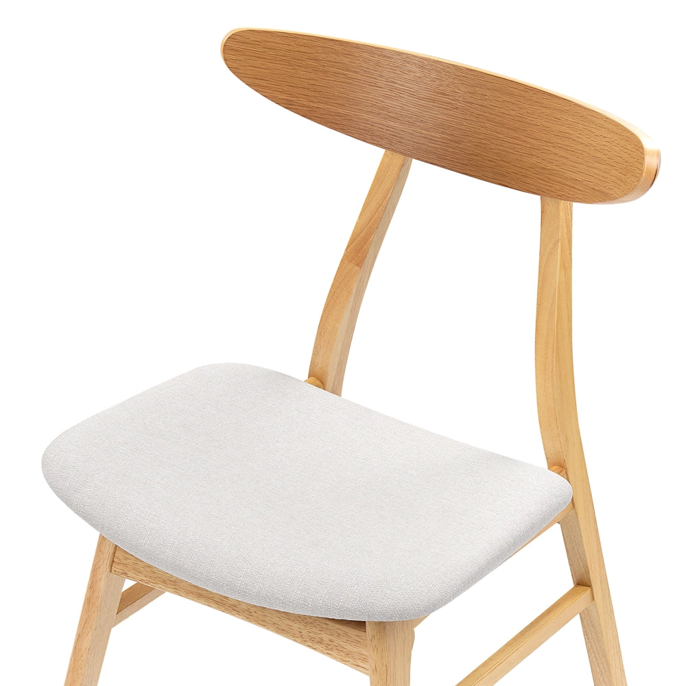 Set di 2 sedie da pranzo in tessuto di poliestere grigio struttura in legno scuro design rustico senza braccioli