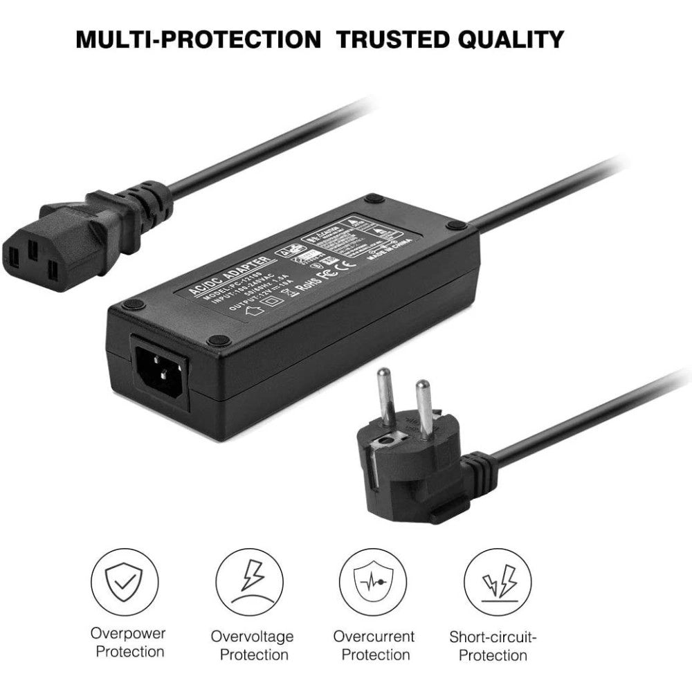 Trade Shop - Alimentatore Trasformatore Stabilizzato Da 12v 5a Per Led Telecamere Spina Shuko -
