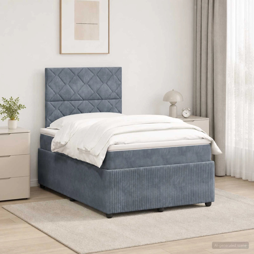 Letto Box Spring LED con Materasso Grigio Scuro 120 x 200 cm 3456054