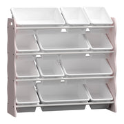 Scaffale dal design senza tempo per soggiorno camera da letto mobile contenitore per bambini con 12 scatole rosa e bianco 03_0011308