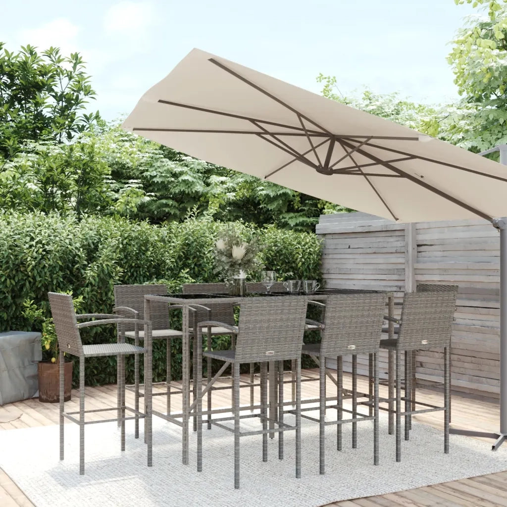 Set da Bar da Giardino 9pz Grigio in Polyrattan 3187661
