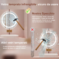 AICA Specchio da bagno 60 x 60 cm, antiappannamento, dimmerabile, interruttore touch, Funzione Memoria