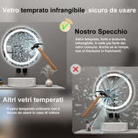 AICA Specchio da bagno 60 x 60 cm, antiappannamento, dimmerabile, interruttore touch, Funzione Memoria