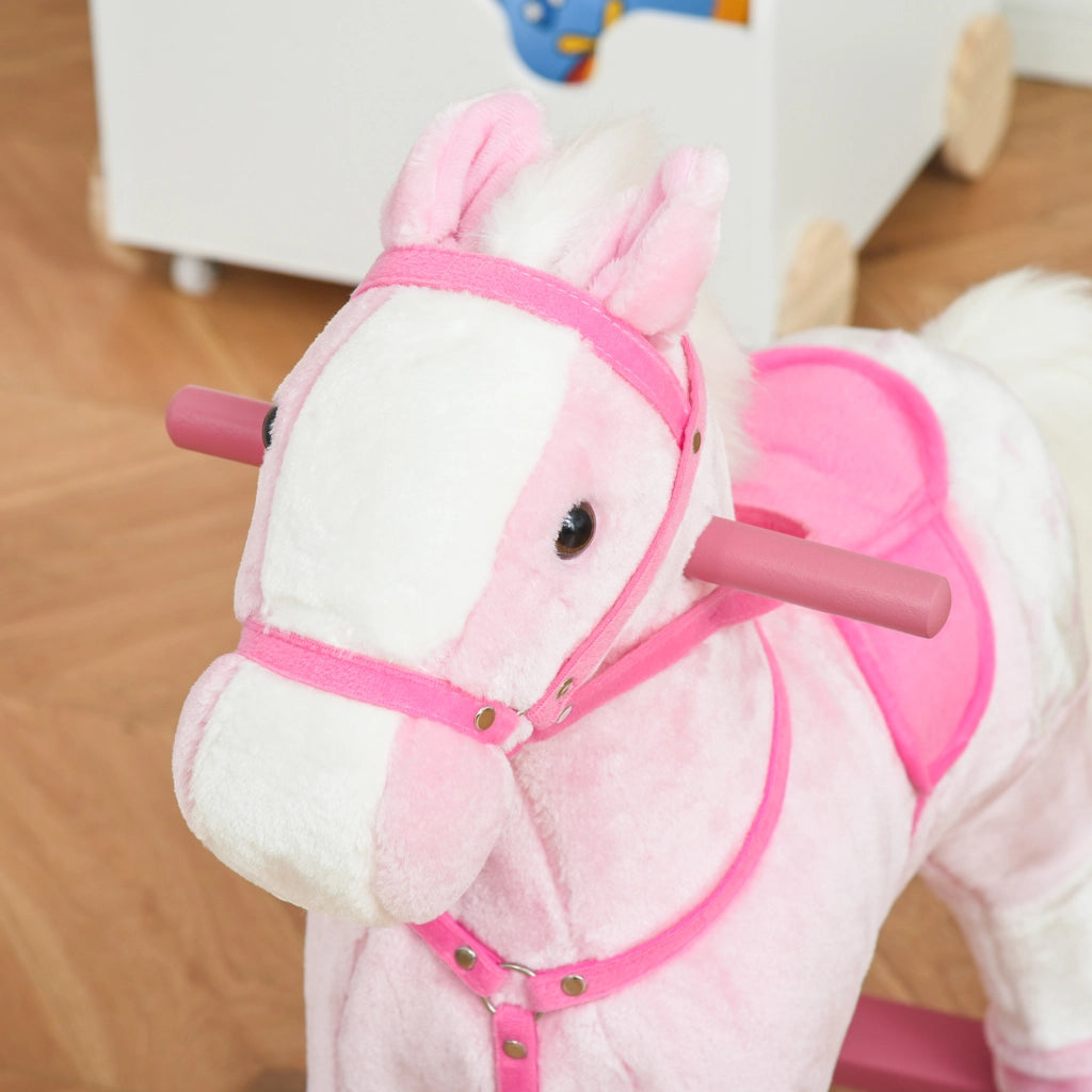 Cavallo a Dondolo in Peluche ¨C Xylo ¨C Rosa con Suoni, 74x28x65 cm