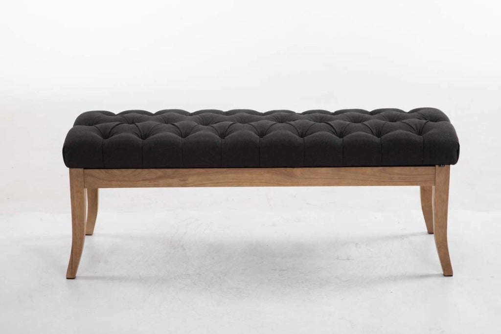 Panca design RAMSES in legno chiaro antico tessuto grigio scuro,120 cm