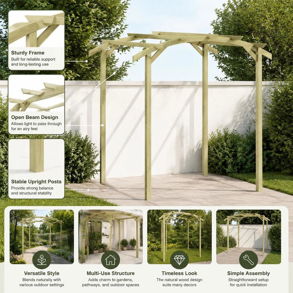 Garden Pergola, Pine Wood, Impregnated, 180x197x210 Cm