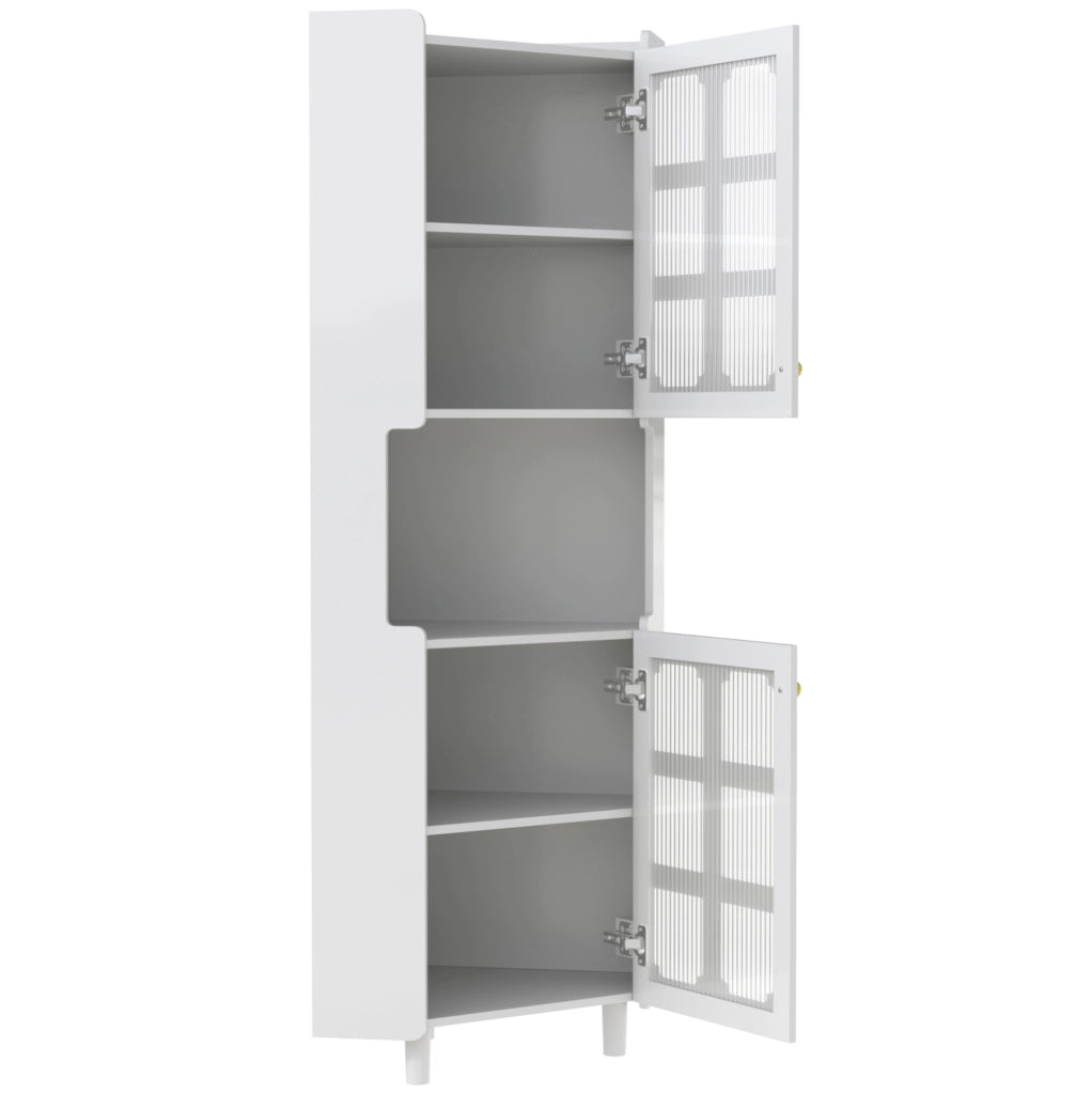 Mobile angolare contenitore bianco con LED, 63,5x157,5 cm, MDF