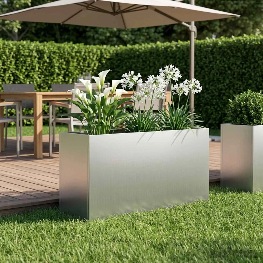 Vaso da giardino Argento 100 x 30 x 40 cm Acciaio zincato 8005620
