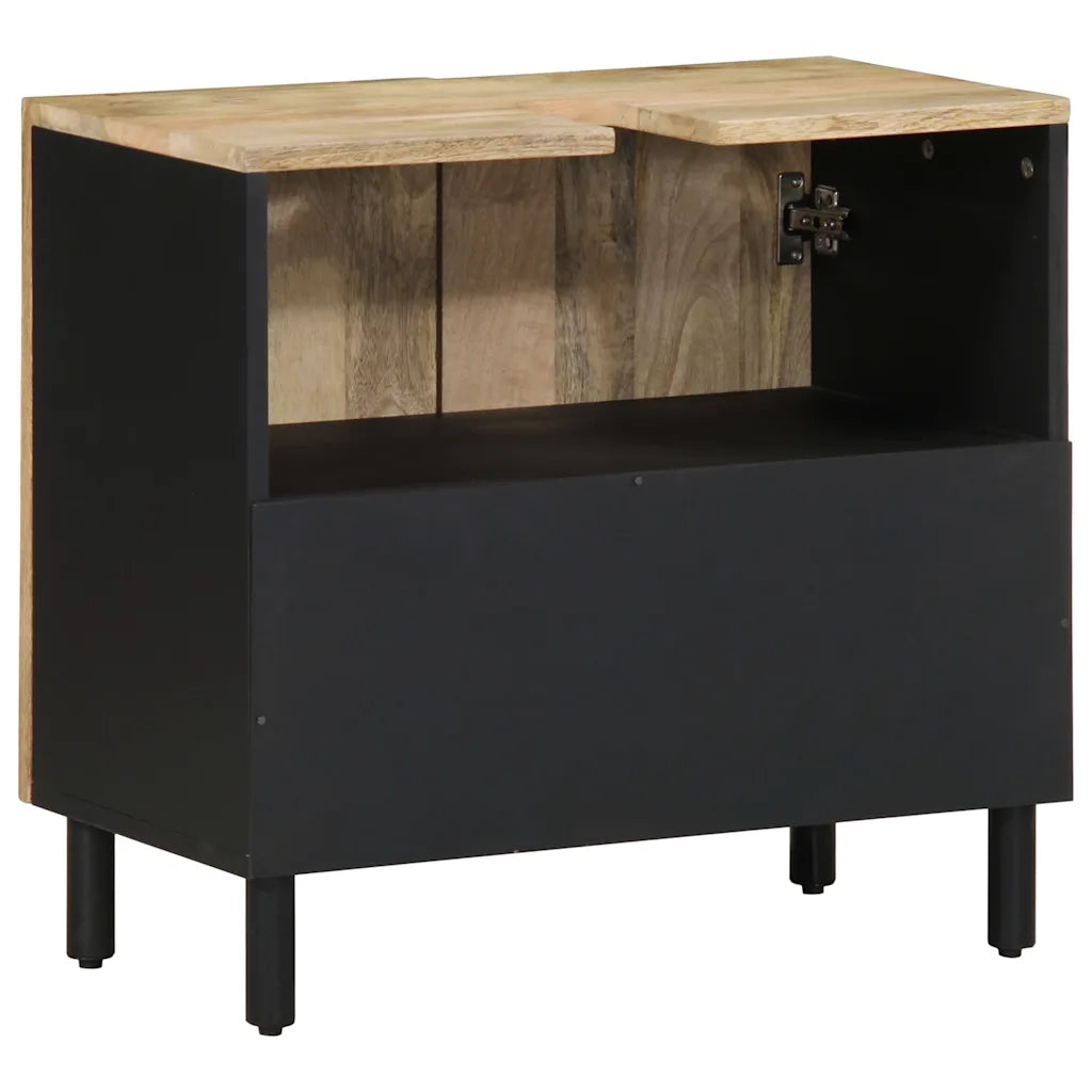 Mobile Lavabo da Bagno Nero 62x33x58 cm Legno Massello di Mango 4018647