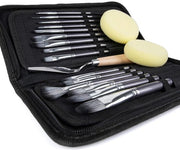 Set di pennelli da 15 pezzi per acrilici, olio, aquarelli, gessi, con coltello per paletta e 2 spugne, inclusa borsa a pop-up