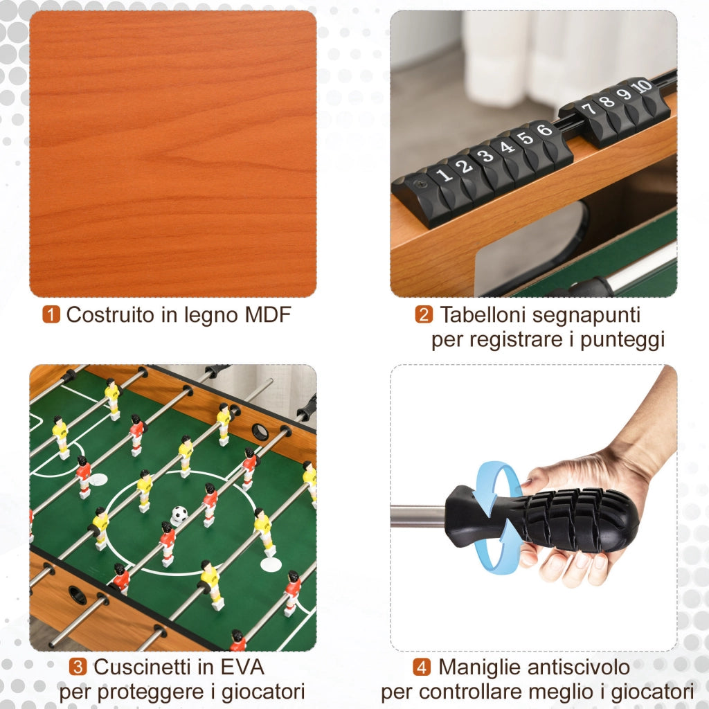EasyComfort Calcio Balilla Professionale per Adulti e Famiglia, Tavolo Calciobalilla per Adulti, Tavolo da Biliardo Billiardino con 2 Palline, Segnapunti e 22 Giocatori, 122x61x80.7cm