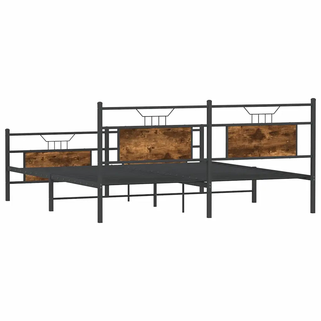 vidaXL Giroletto senza Materaso in Metallo Rovere Fumo 180x200 cm