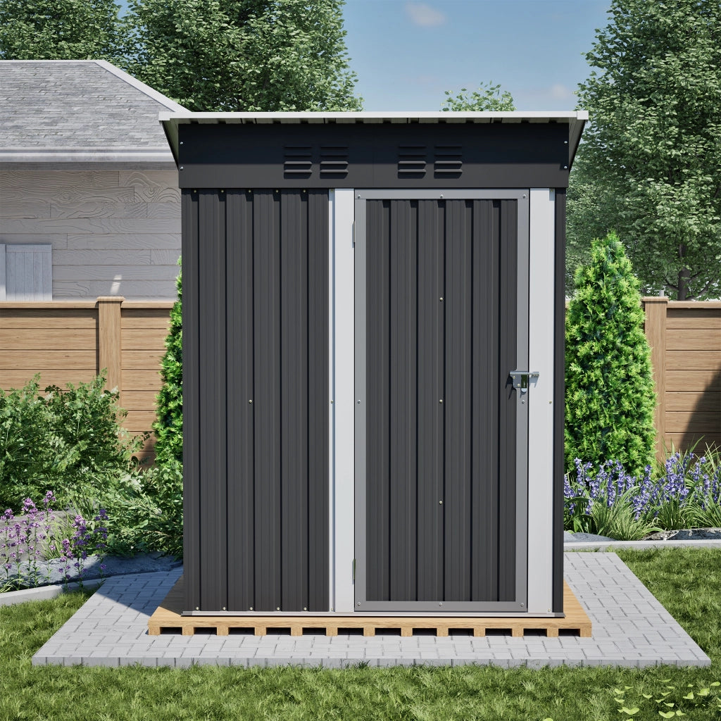 Casetta da Giardino 152x84x182 cm in Metallo Nero - 1.27 m²- Resistente alle intemperie