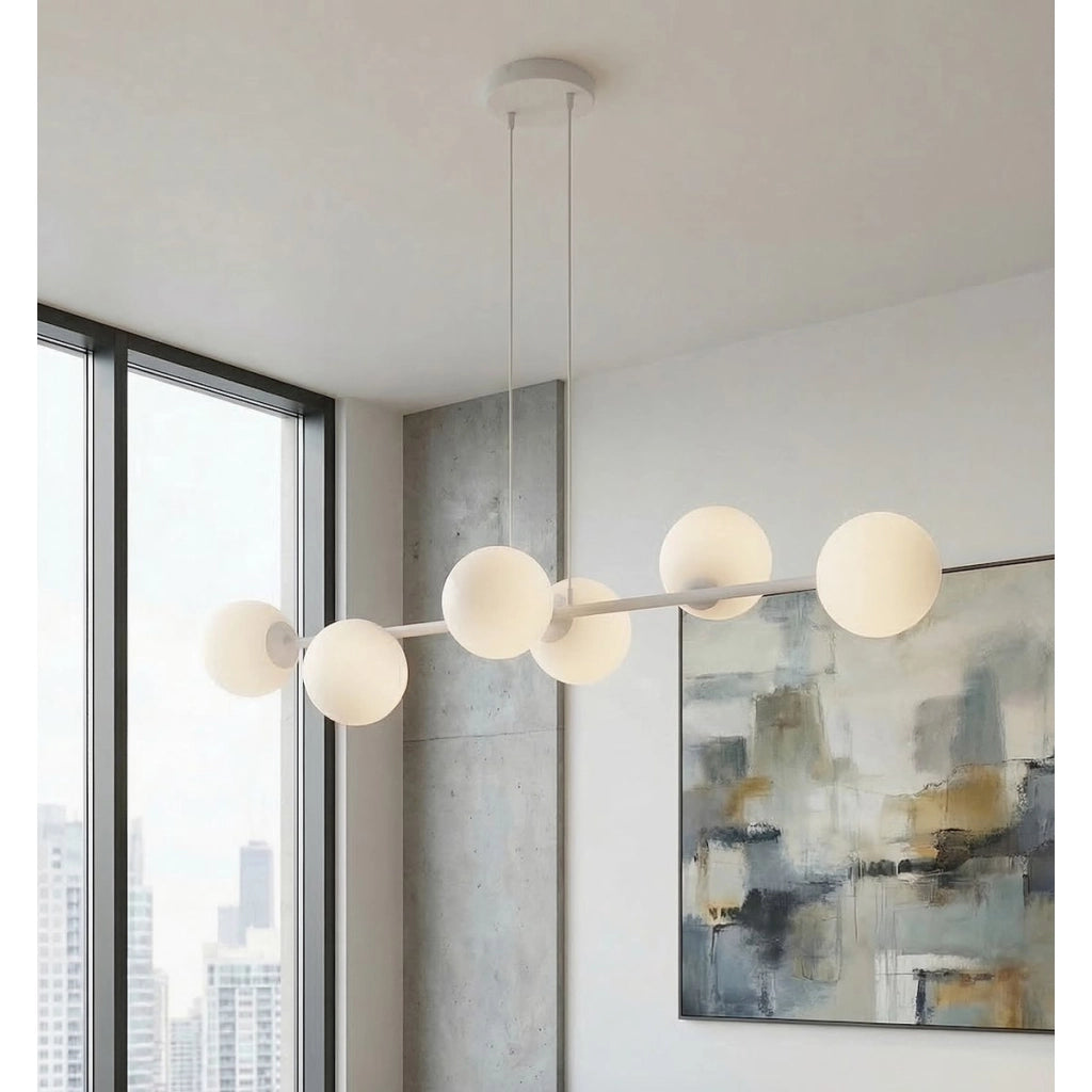 Lampada a sospensione Magnus in acciaio grigio e vetro