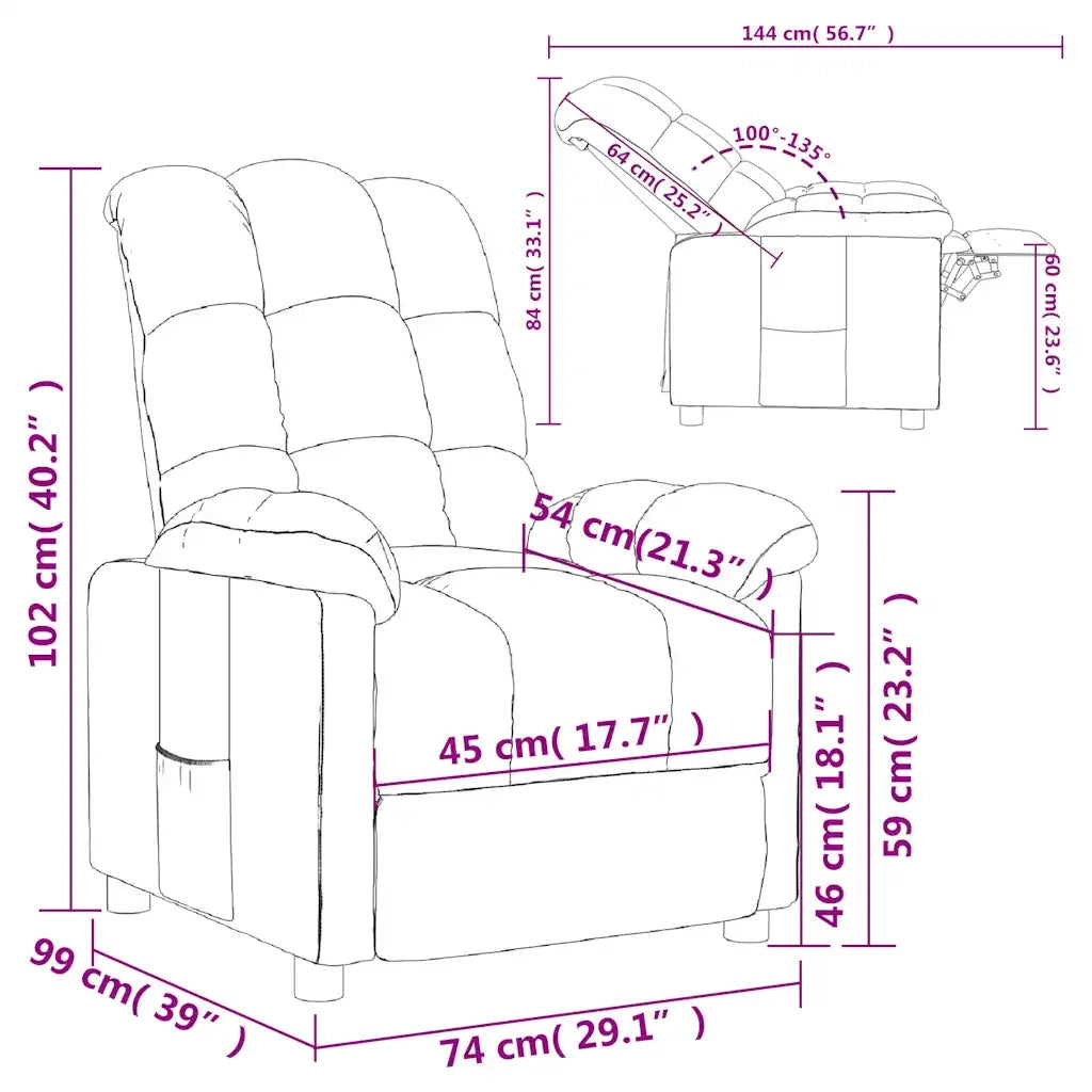 Poltrona | Sedia Relax Reclinabile in Tessuto Grigio Chiaro