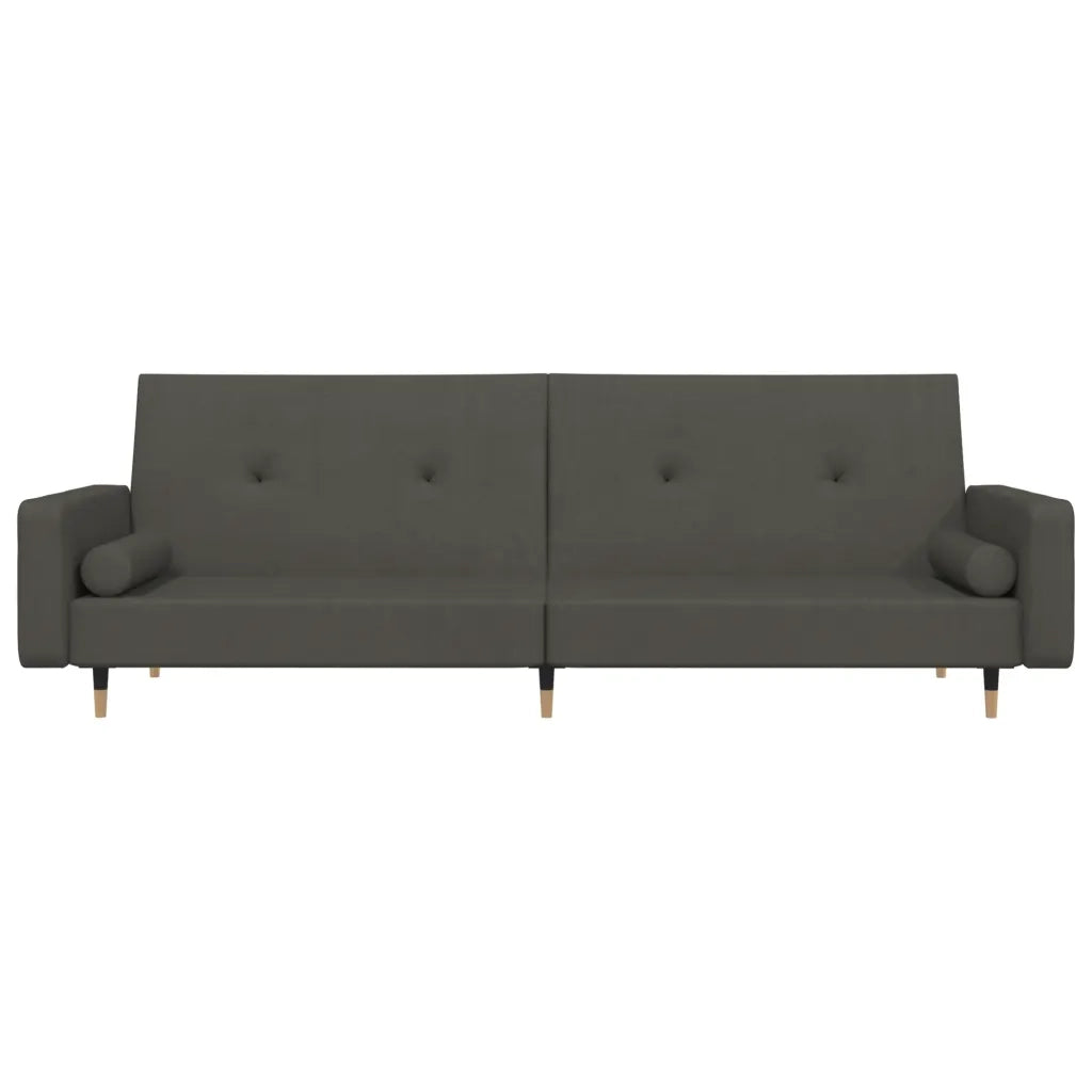 Divano Letto a 2 Posti con 2 Cuscini Grigio Scuro in Velluto 375750