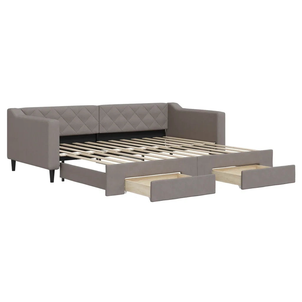 Divano letto | Sof¨¤ letto | Letto singolo Estraibile con Cassetti Tortora 90x200 cm Tessuto