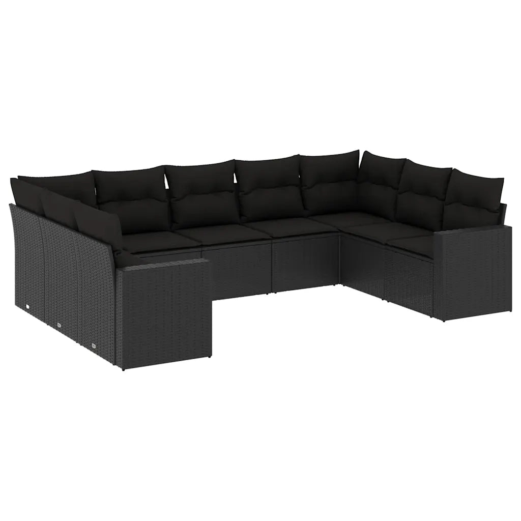 Set Divani da Giardino 9 pz con Cuscini Nero in Polyrattancod mxl 87272