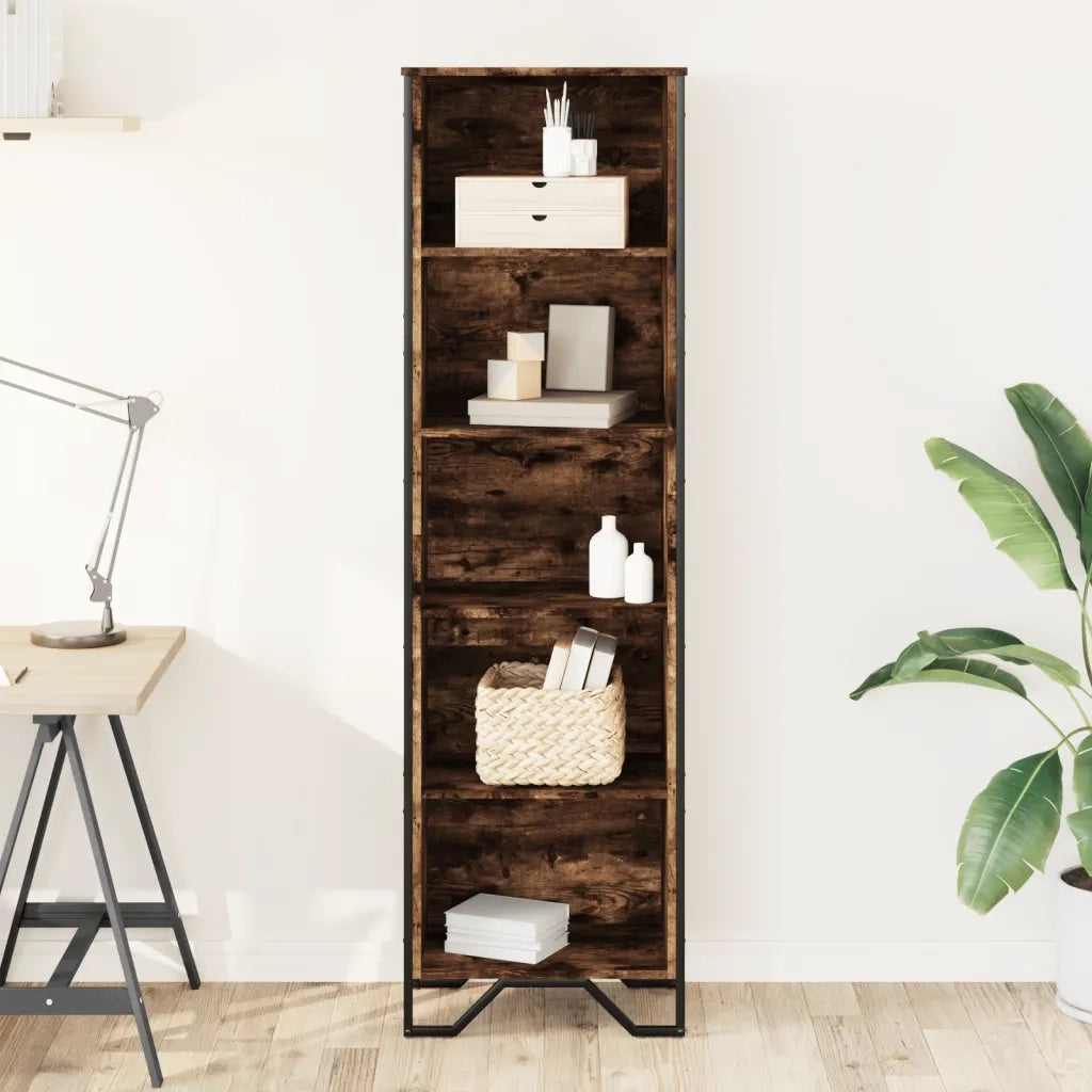 Libreria Rovere Fumo 50x31x169 cm in Legno Multistrato 848616