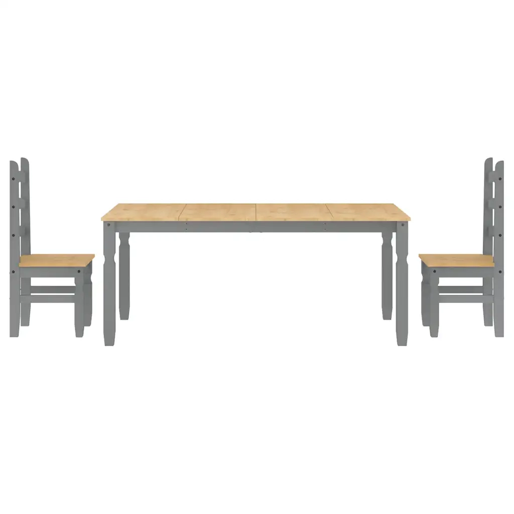 vidaXL Set da Pranzo 3 pz Panama Grigio in Legno Massello di Pino