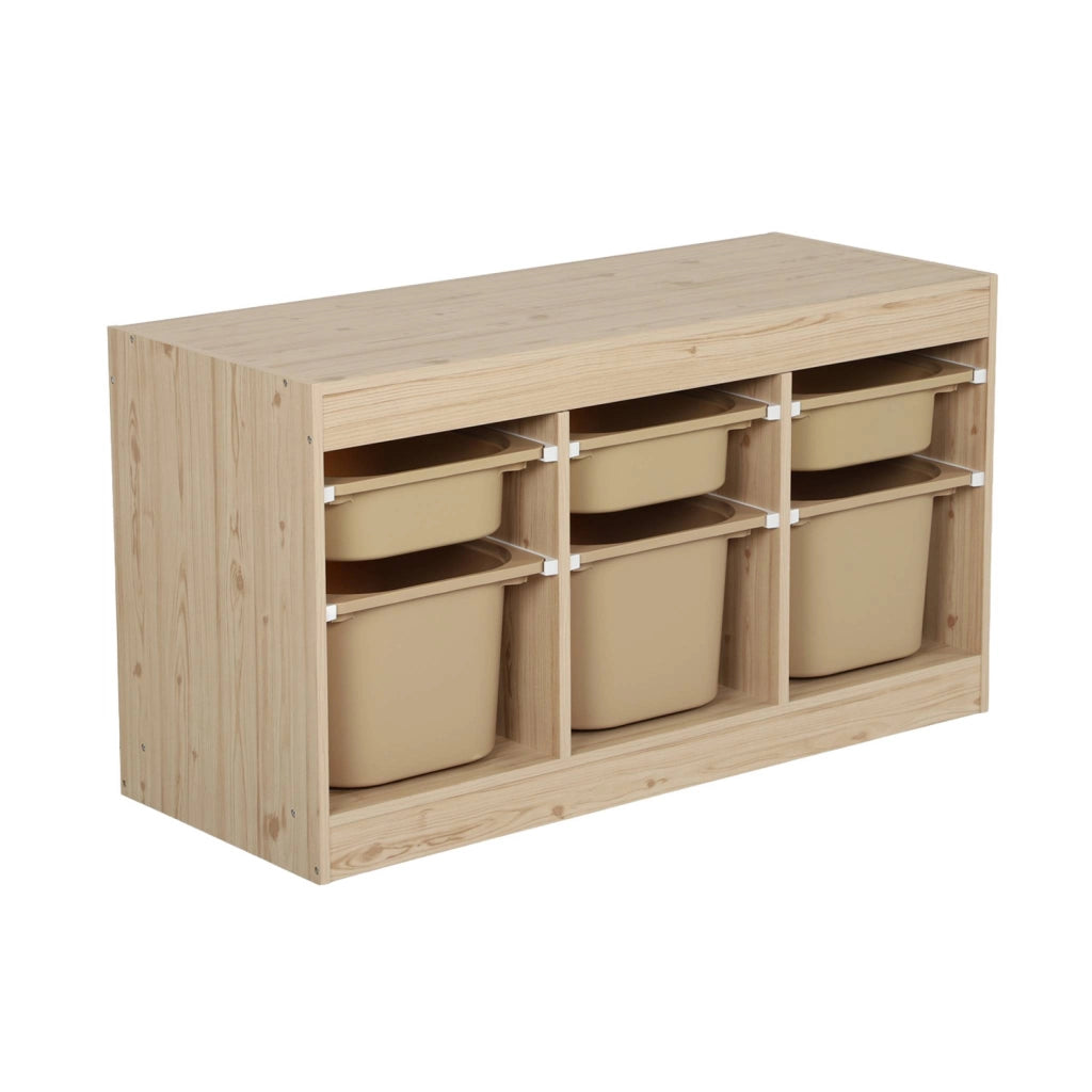 Mobile contenitore per bambini decorazione legno 6 contenitori