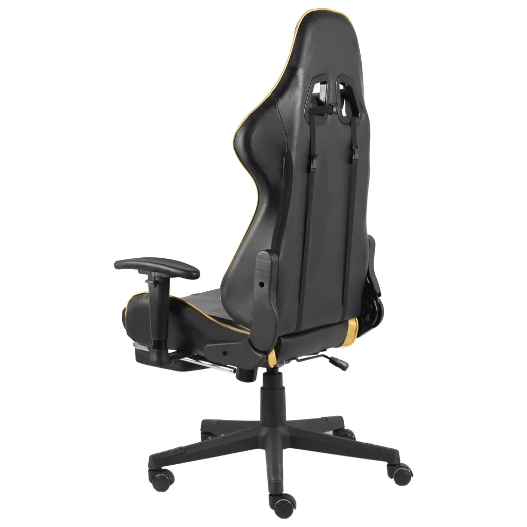 Sedia da Gaming Girevole con Poggiapiedi Oro in PVC 20498