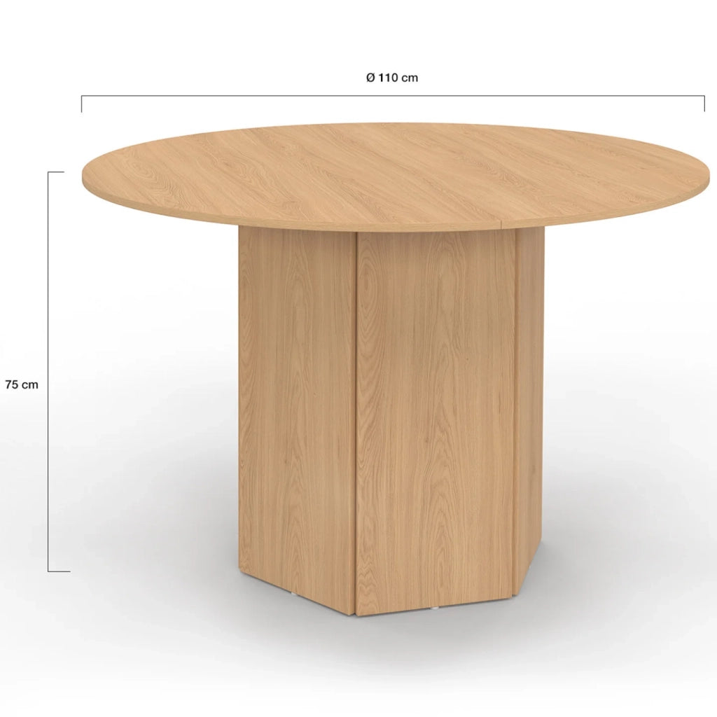 IDMarket - Tavolo da pranzo rotondo BERTHE, 6 persone, gamba esagonale, effetto legno faggio 110 cm
