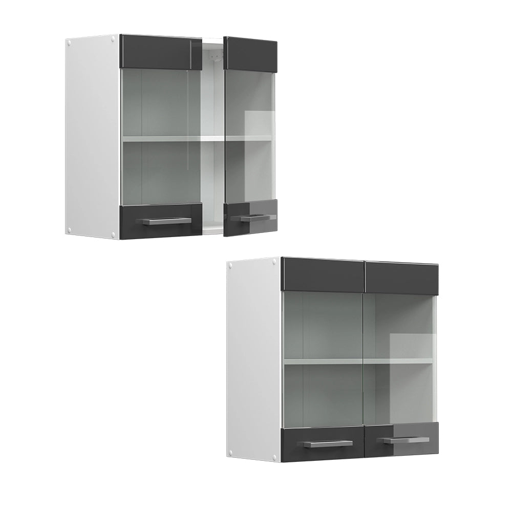 Vicco Mobile da cucina in vetro Antracite lucido 60 cm