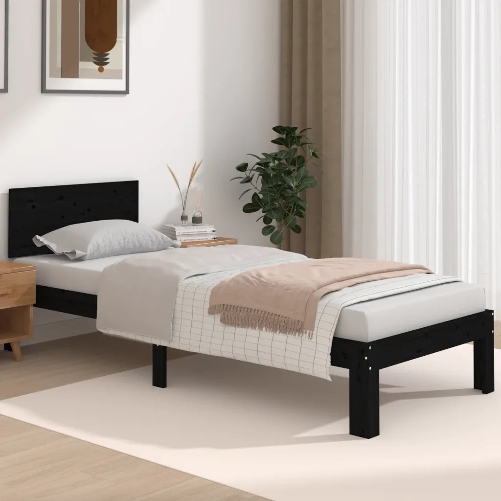 Giroletto in Legno Massello Nero 75x190 cm Small Single 810459