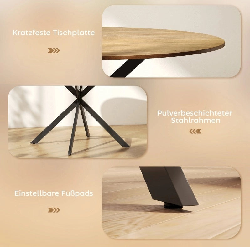 Tavolo da pranzo rotondo Ø120 cm in stile industriale