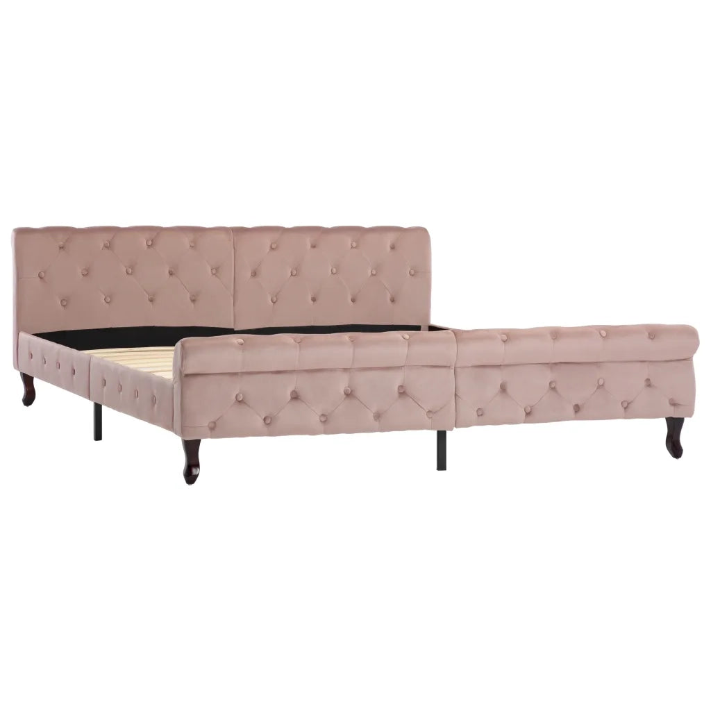 Letto matrimoniale | Letto per adulti | Giroletto Rosa in Velluto 180x200 cm