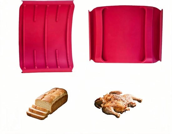 Paio di tenaglie in silicone per cucina - 17,8 × 13,3 × 2 cm - Antiscivolo - Silicone resistenti al calore di qualità alimentare - Adatti per la rimozione di cibi caldi dal forno o air fryer e piatti - Rosso