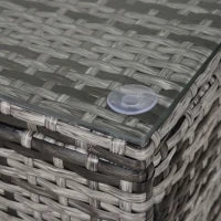 Tavolino da Giardino con Piano in Vetro Temperato 5 mm, in Rattan Intrecciato, Max. 70 kg, 85 x 50 x 39cm, Grigio