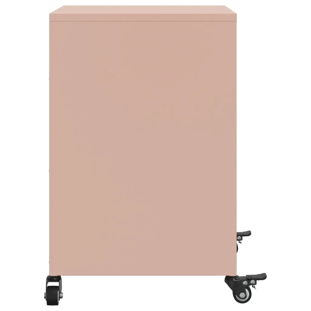 Comodini 2 pz-Set di 2 Tavolino da notte Rosa 36x39x59 cm in Acciaio