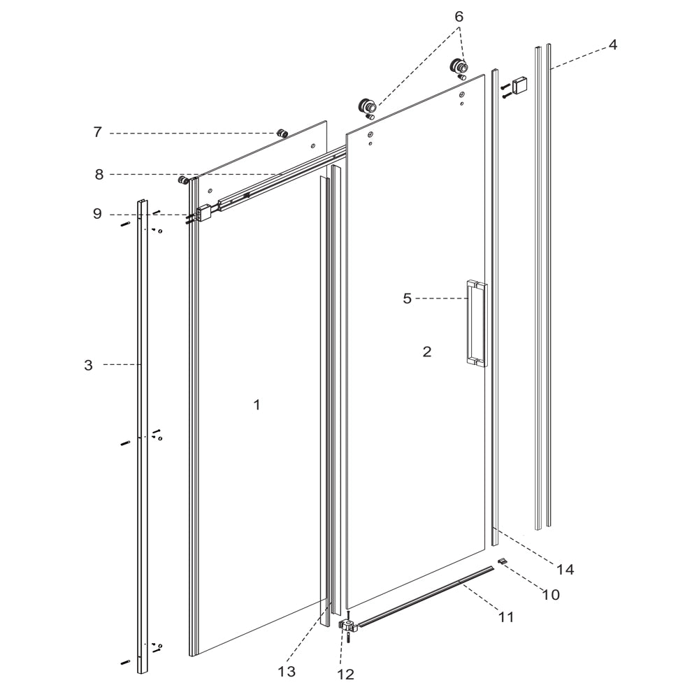 Ogomondo porta scorrevole slide due ante black profilo nero cristallo 8 mm *** misure 127-129xh200 cm, confezione 1