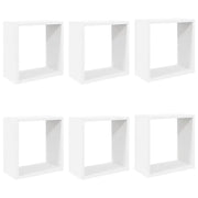 6 pz Mensole Parete | Mensola sospesa a Cubo Bianche 30x15x30 cm