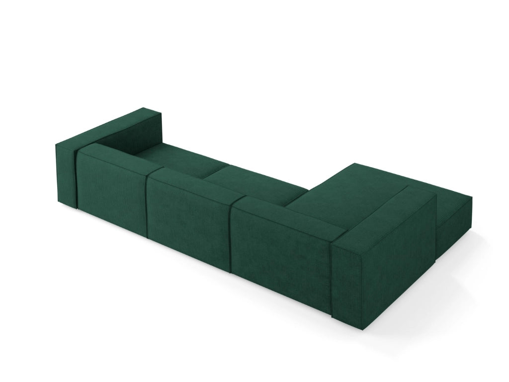 Cosmopolitan Design - Divano angolare sinistro "Arendal" 4 posti in ciniglia con effetto a coste verde bottiglia 