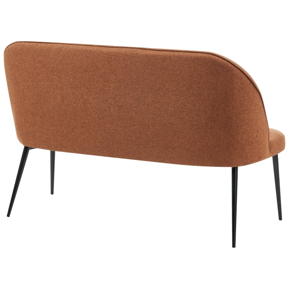 Divano da cucina Rivestimento in tessuto marrone Struttura in metallo a 2 posti Gambe nere Panca