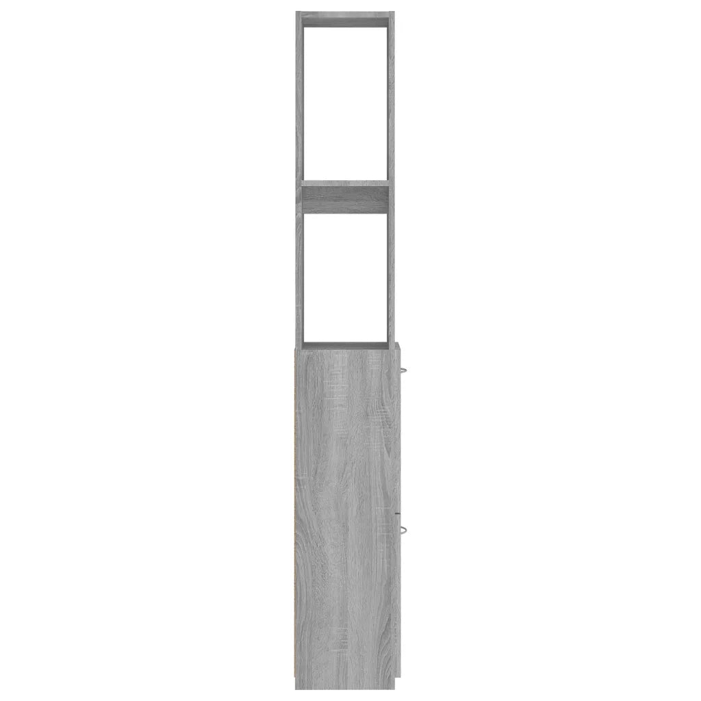 Elegante mobiletto contenitore per il bagno 25 x 26,5 x 170 cm realizzato in legno composito Sonoma grigio 02_0048252