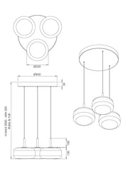 Lampada a Sospensione LED Devero Ø45cm 21W 2550lm CCT 2700K/3000K/4000K Dimmerabile a step, Struttura Metallo e Vetro - Cognac Sfumato