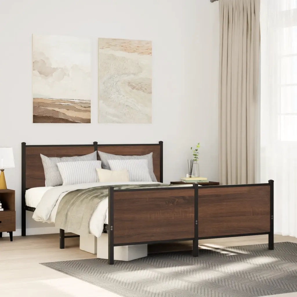 Giroletto senza Materasso in Metallo Rovere Marrone 140x190 cm