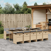 Set Pranzo da Giardino 11 pz con Cuscini Beige Misto Polyrattan